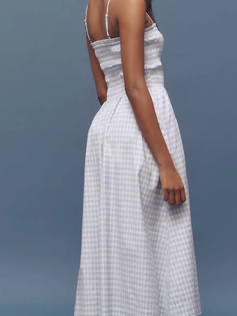 Reformation Kerrie Midi Dress on blue and whites Gingham - Picture 4 of 5